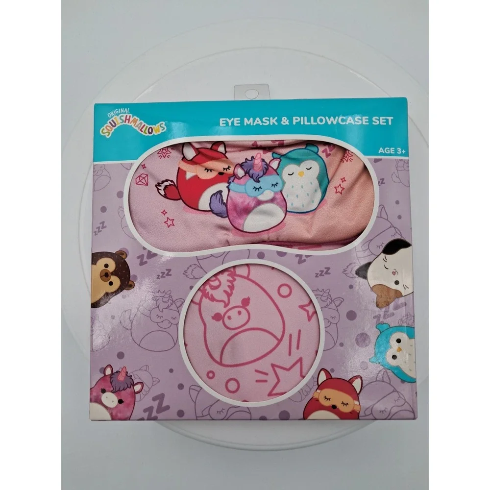 Squishmallows Eye Mask And Pillowcase-Pink NIB